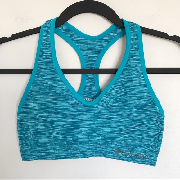 Columbia Turquoise Seamless Spacedye Sports Bra Size Medium Activewear - Picture 2 of 10